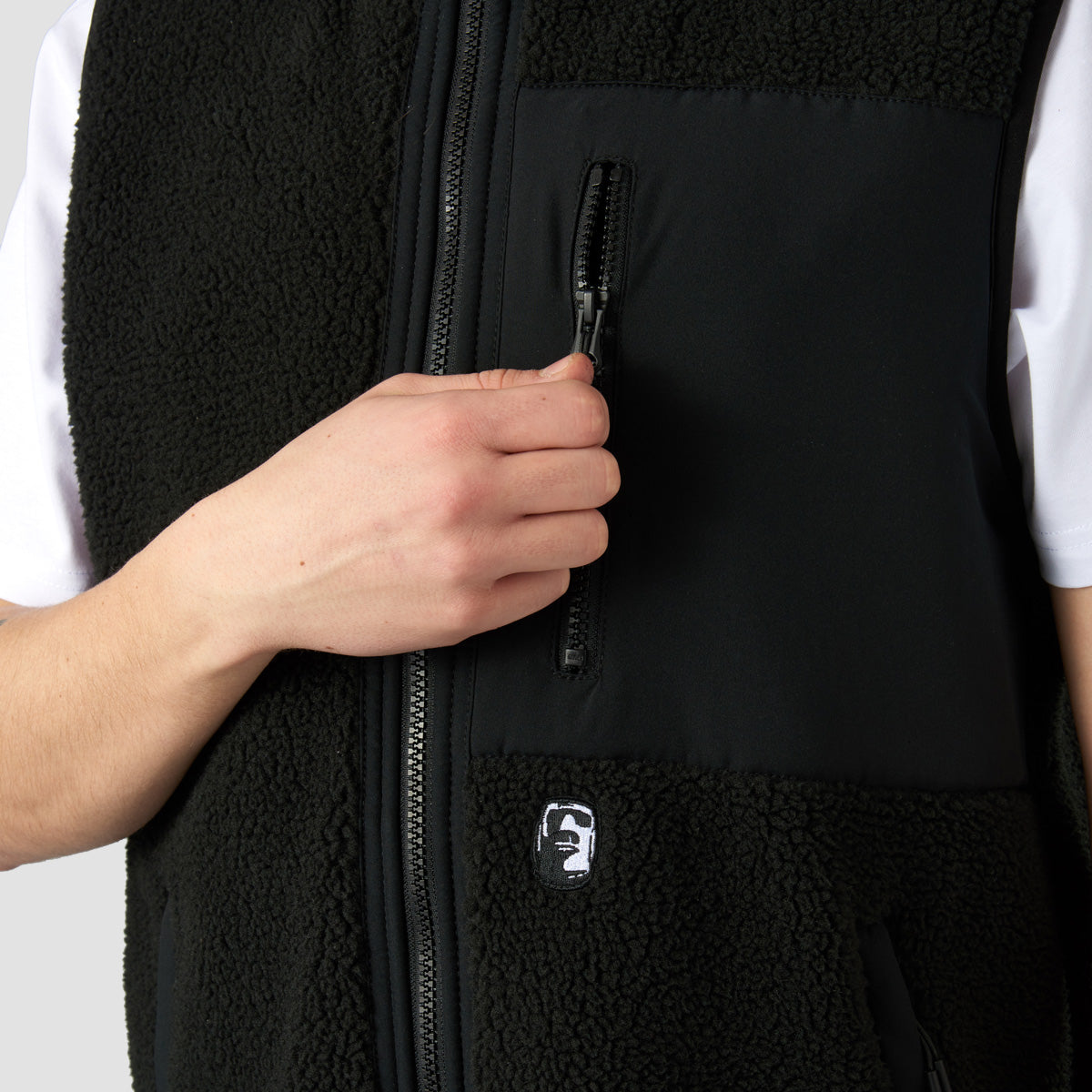 Heathen Coma Fleece Vest Jacket Black