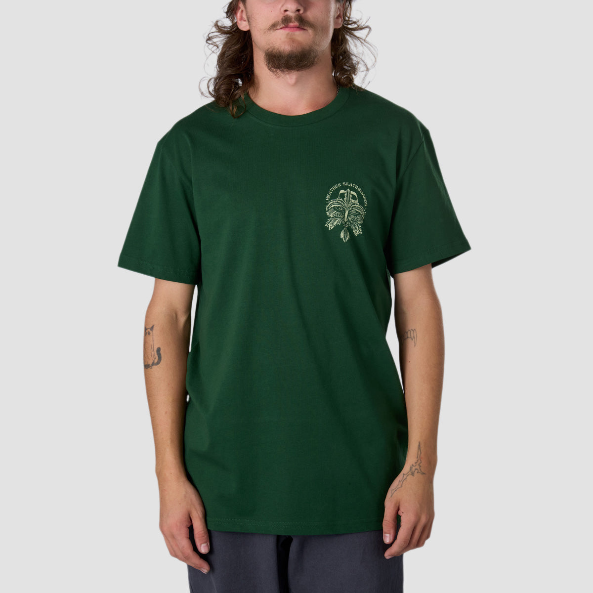 Heathen Green Man Mono T-Shirt Forest Green