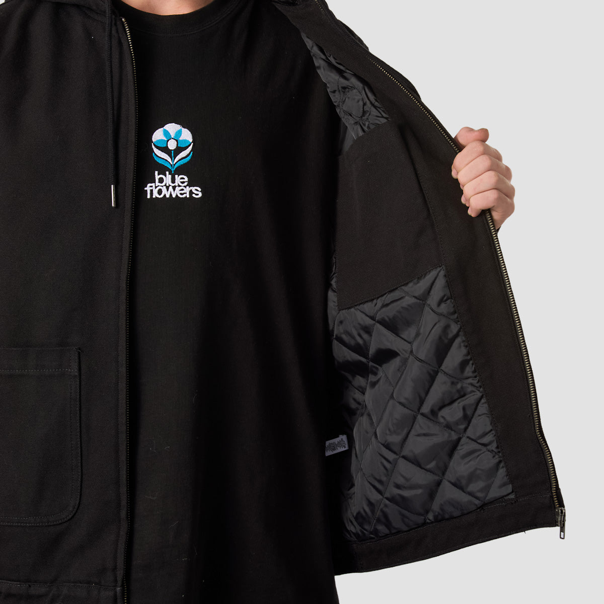 Heathen VG+ Discord Heavy Canvas Hooded Bomber Jacket Void