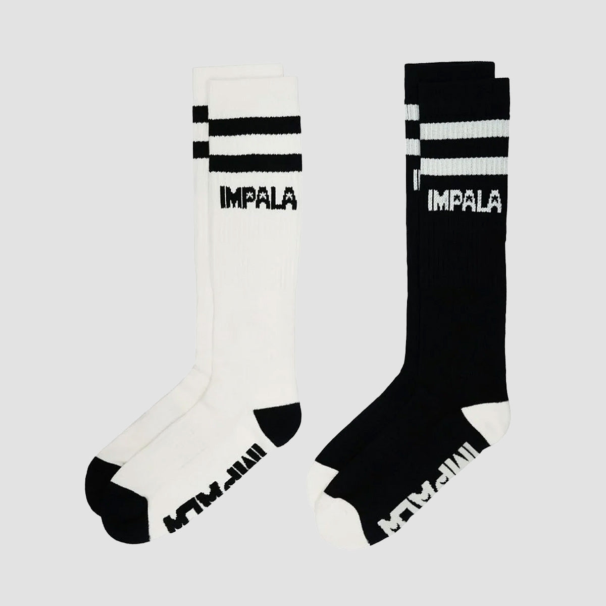 Impala High Stripe Socks 2 Pack Black/Creme