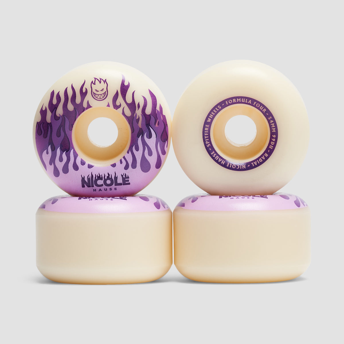 Spitfire Formula Four Nicole Kitted Radial 99DU Skateboard Wheels Natural 54mm