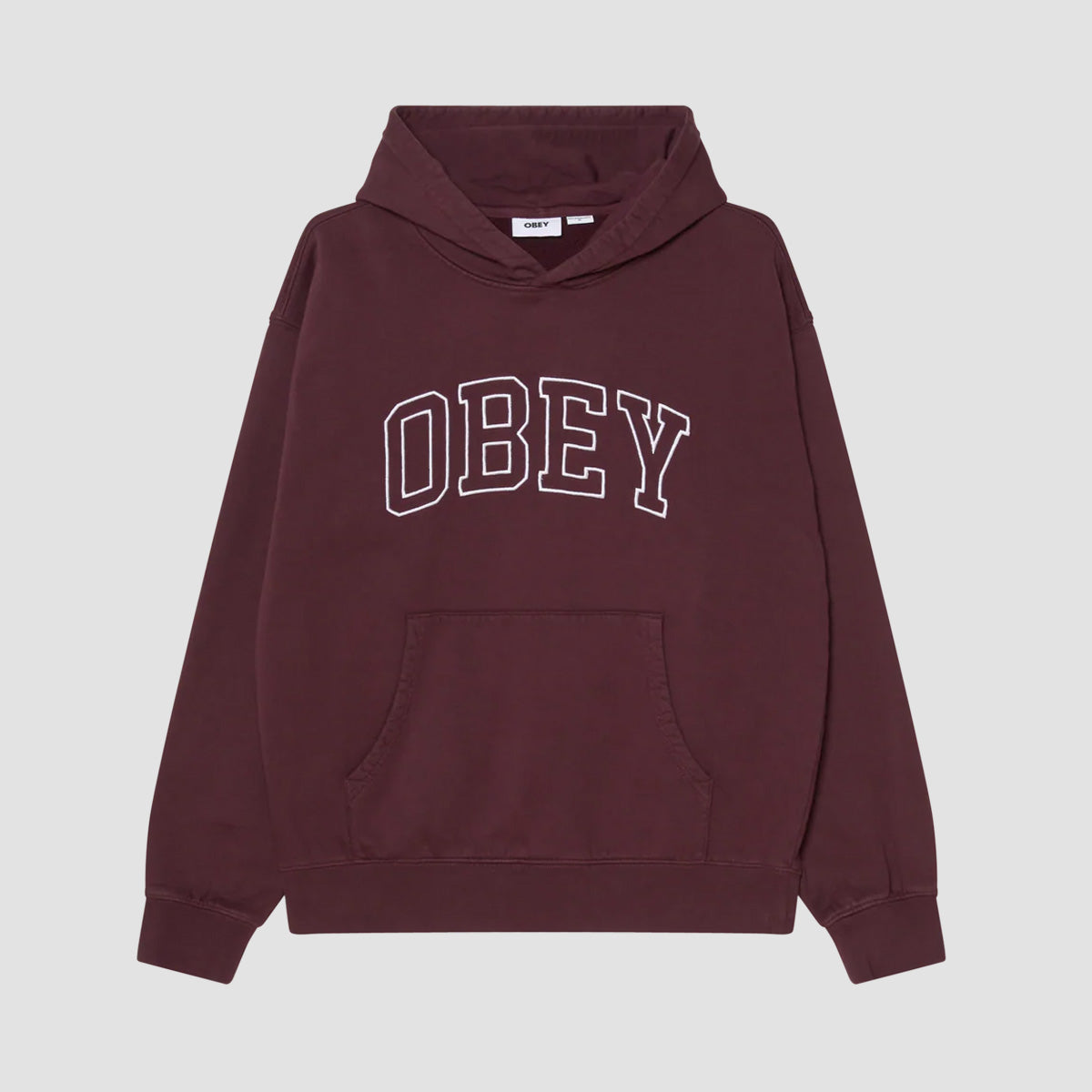 OBEY Collegiate Faded Extra Heavyweight Pullover Hoodie Winetasting Faded Wash