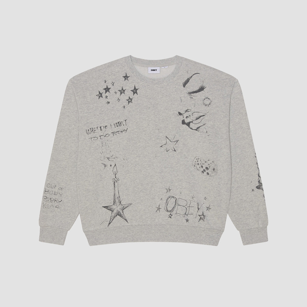 OBEY Dreams Crew Sweatshirt Dusty Ash Grey