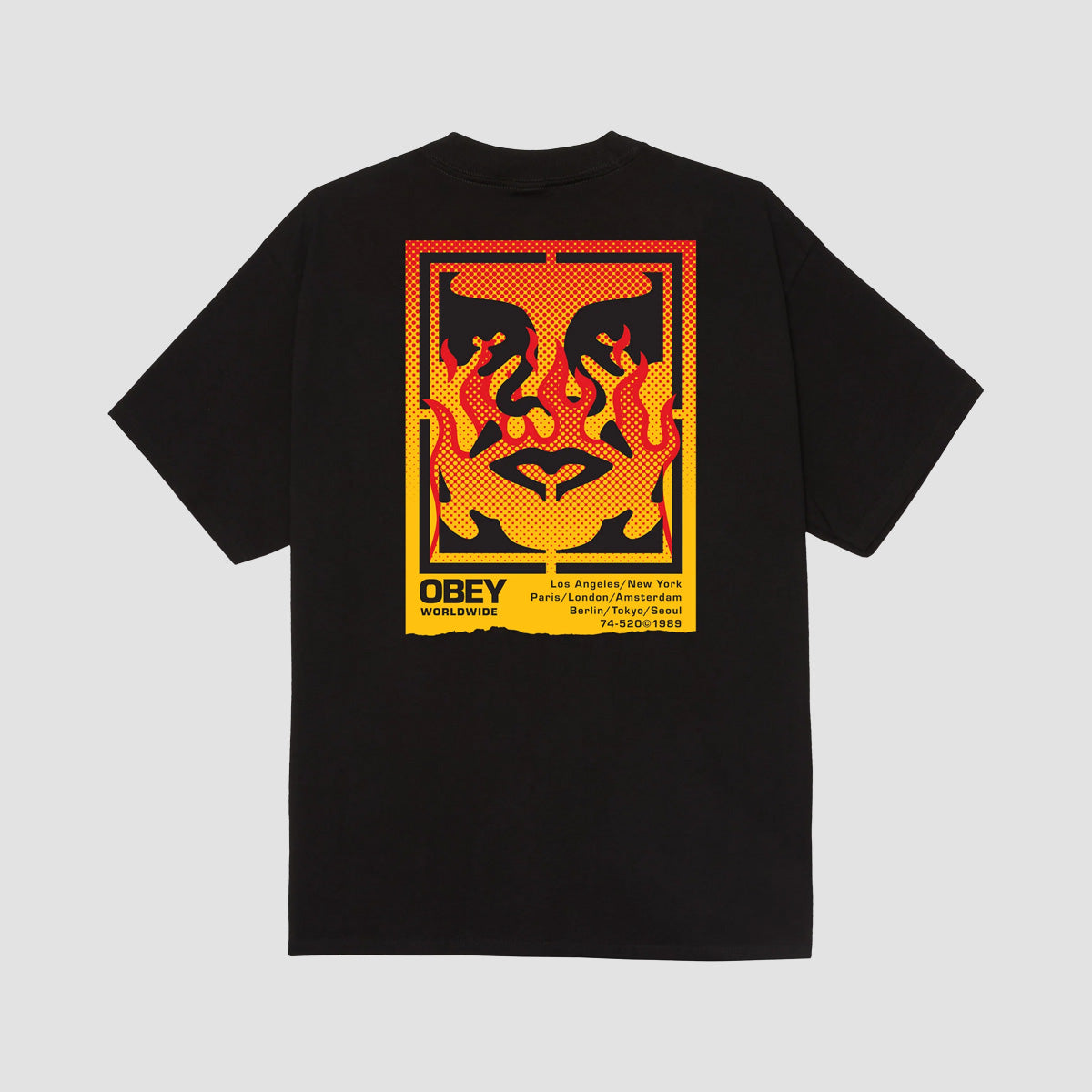 OBEY Icon Stencil Flame T-Shirt Black