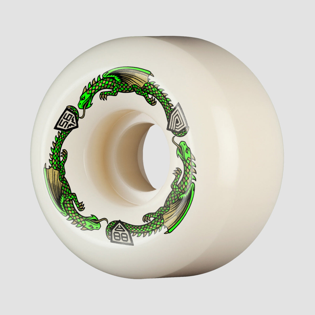Powell Peralta Dragon Formula 88A V6 Skateboard Wheels Off White/Green 56x36mm