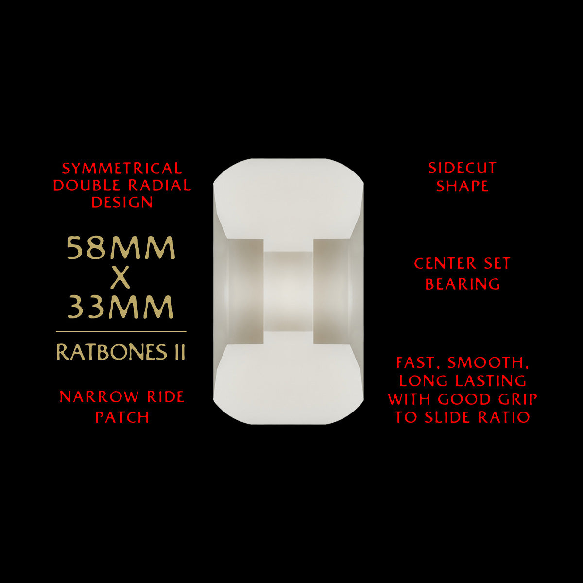 Powell Peralta Dragon Formula 93A Ratbone II Skateboard Wheels Off White/Red 58x33mm