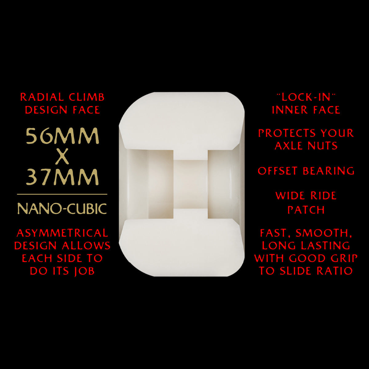 Powell Peralta Dragon Formula Nano Cubic 93A Skateboard Wheels Off White/Red 56x37mm