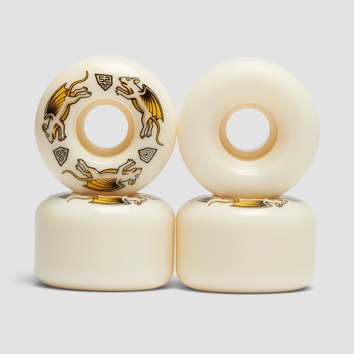 Powell Peralta Dragon Formula Nano Rats 88A V4 Skateboard Wheels White 52x34mm