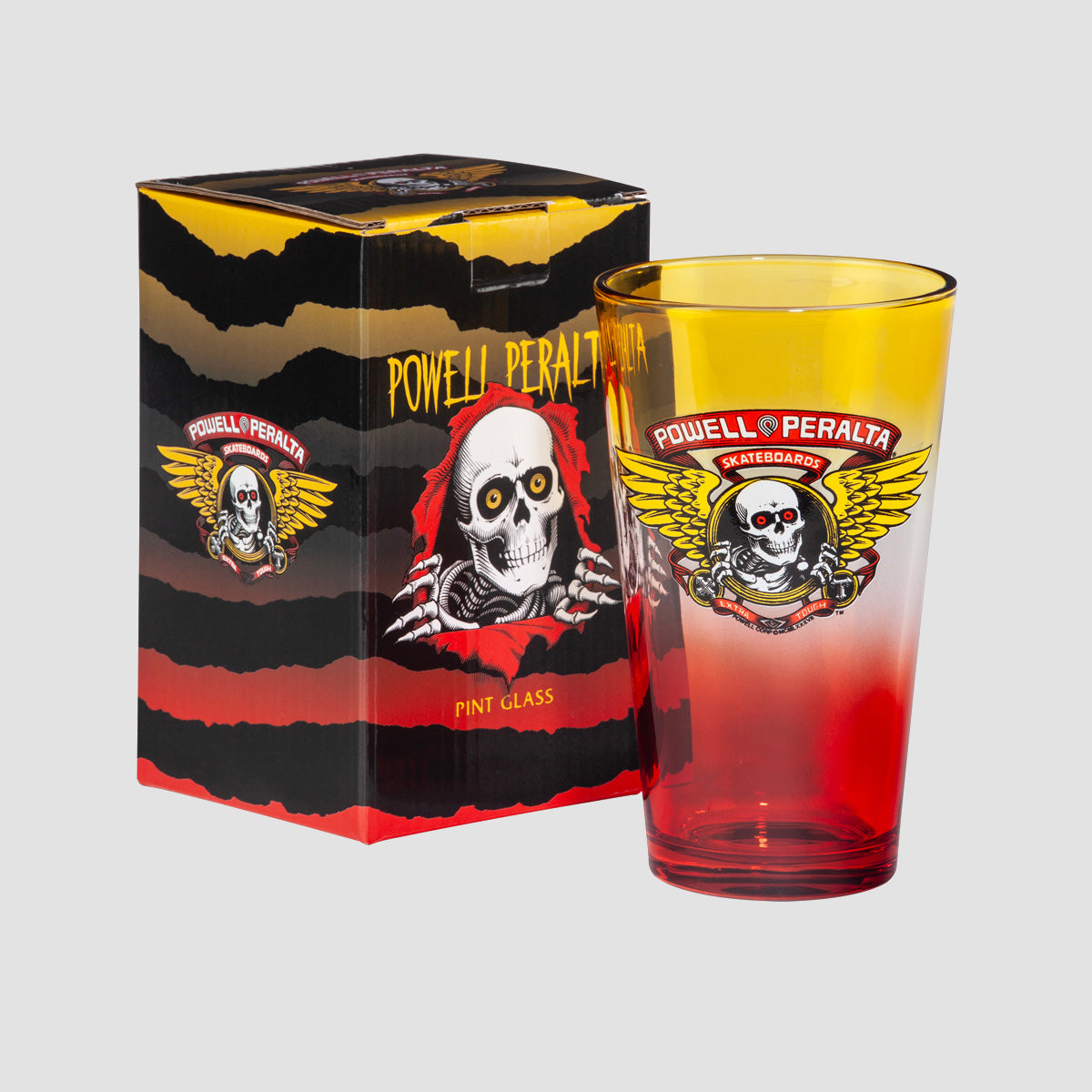 Powell Peralta US Pint Glass Winged Ripper Yellow/Red Fade