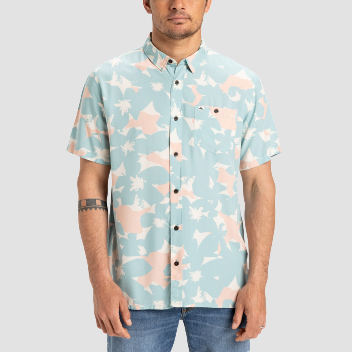 Quiksilver Safe Paradise Short Sleeve Shirt Aquifer Handtman
