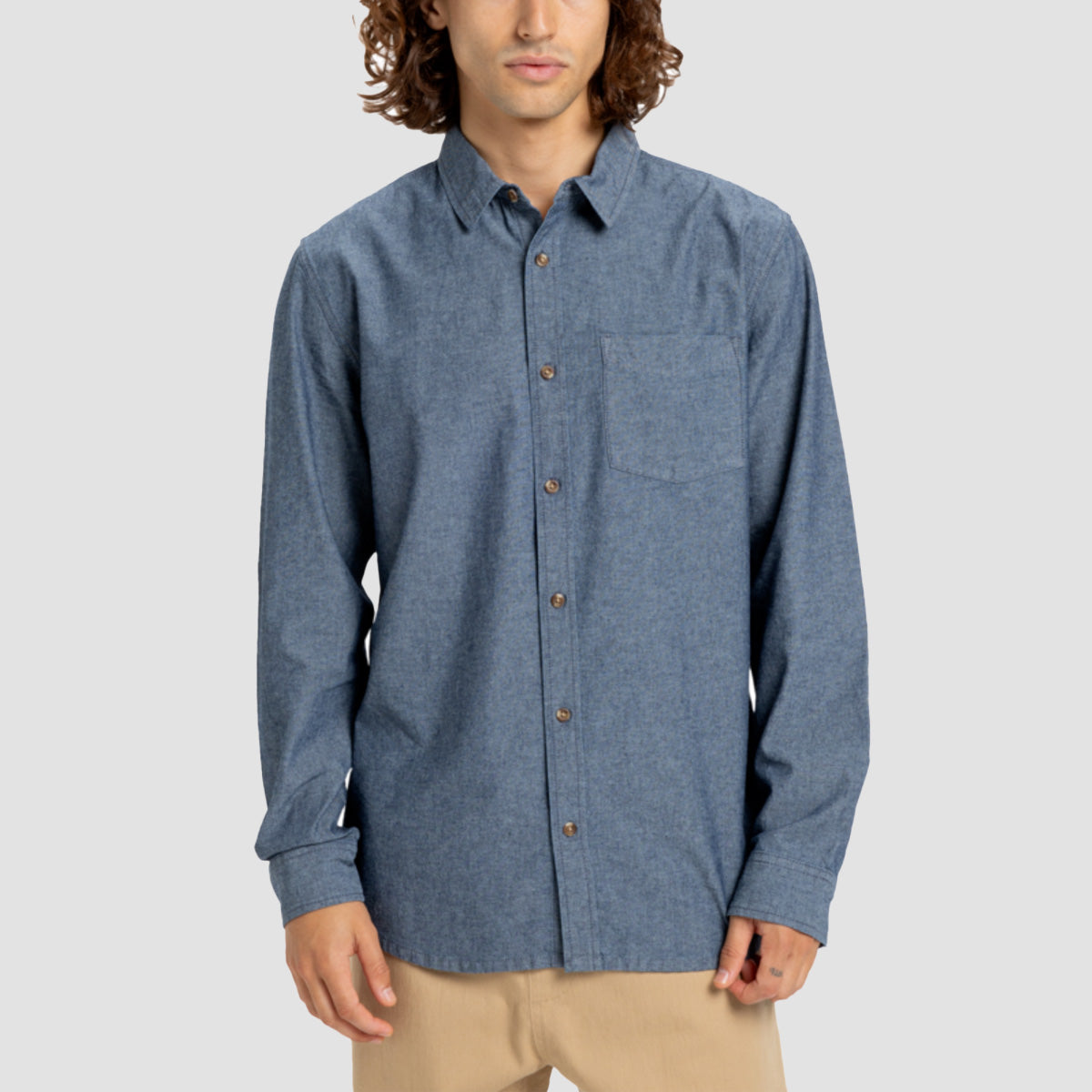 Quiksilver Yosemite Chambrayls Longsleeve Shirt Dark Navy