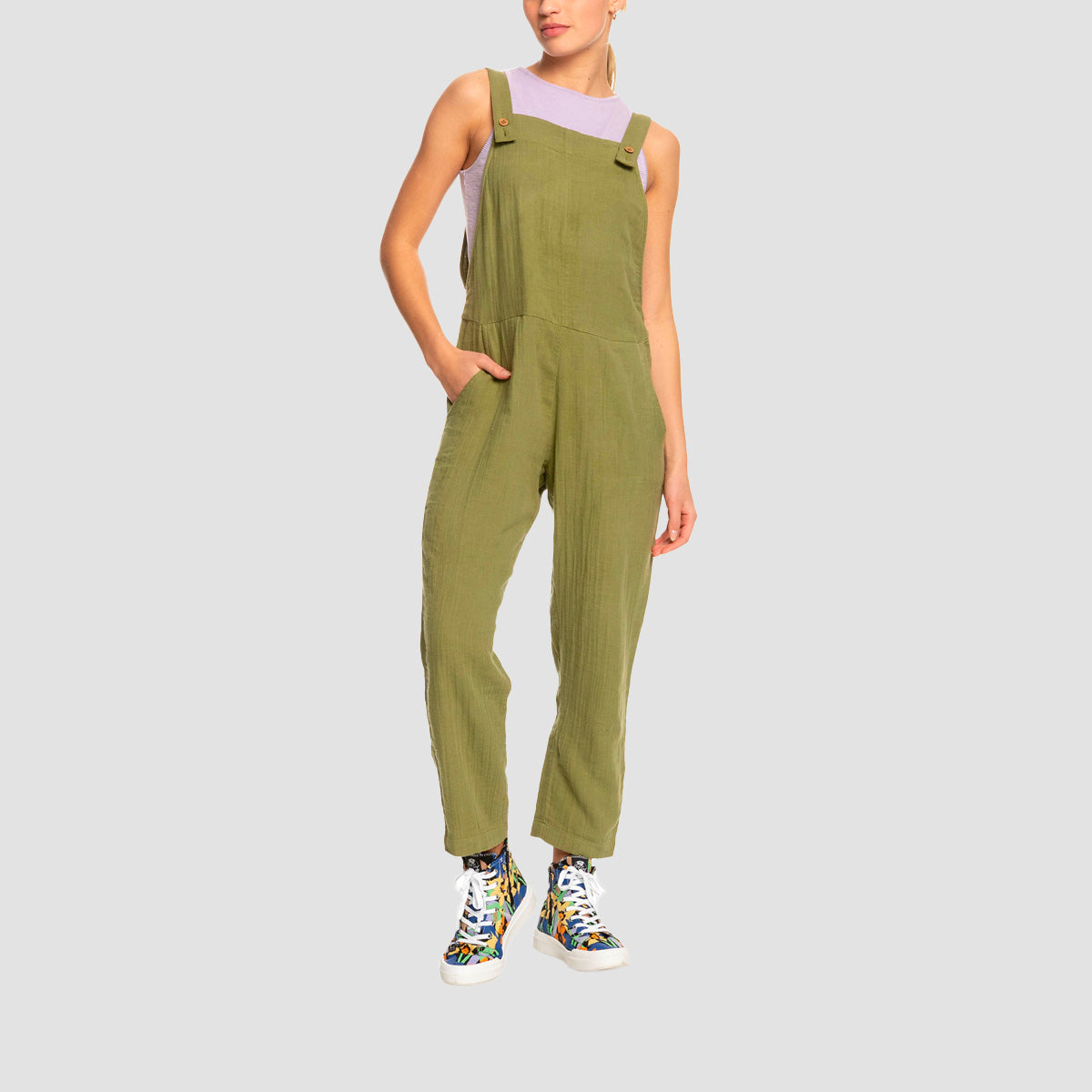 Roxy Beachside Love Strappy Jumpsuit Loden Green - Womens