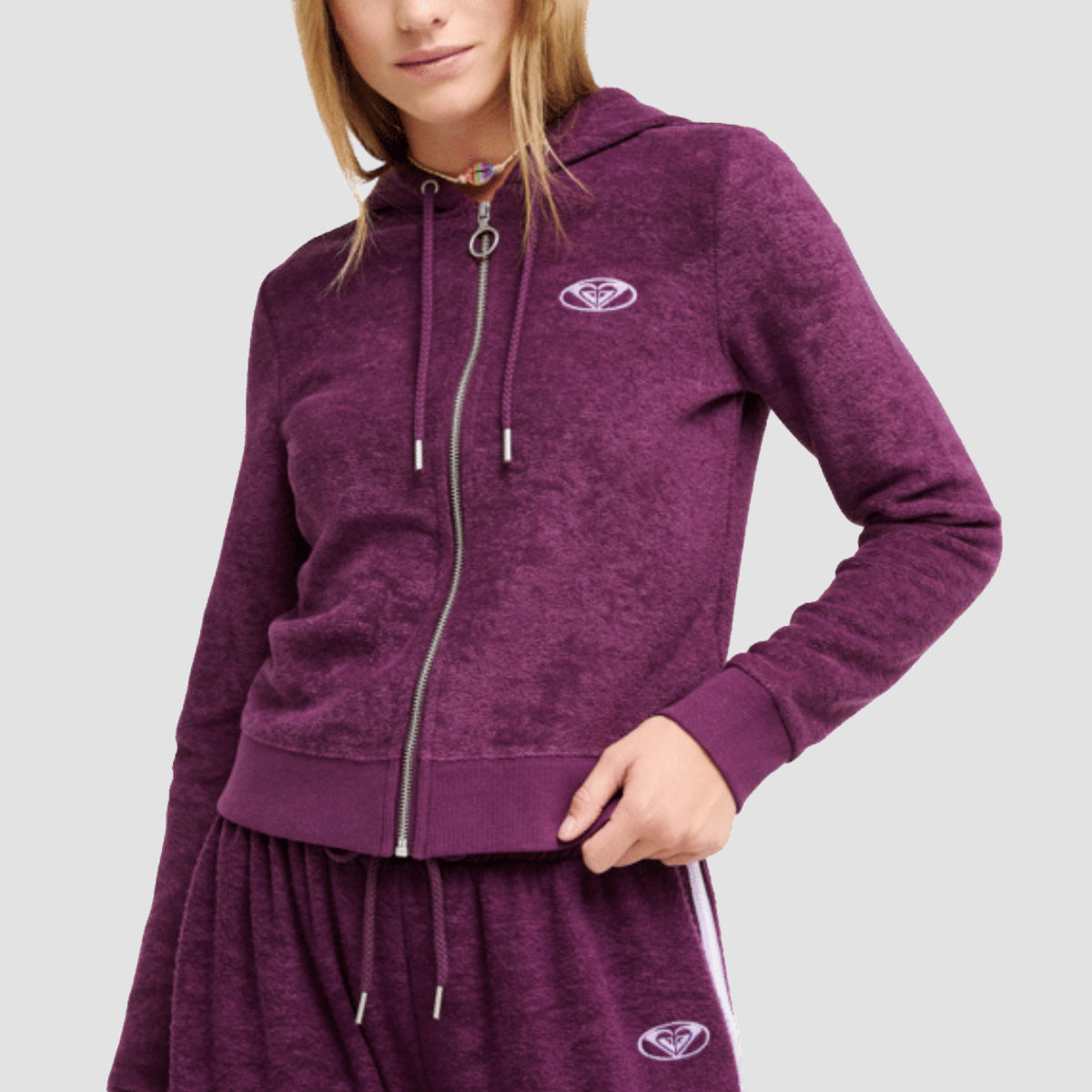 Roxy Beachy Keen Zip Hoodie Blackberry Wine - Womens