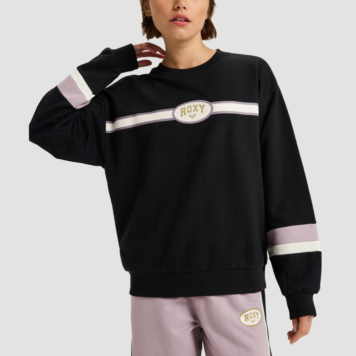 Roxy Essential Energy Timeless Crew Sweatshirt True Black - Womens