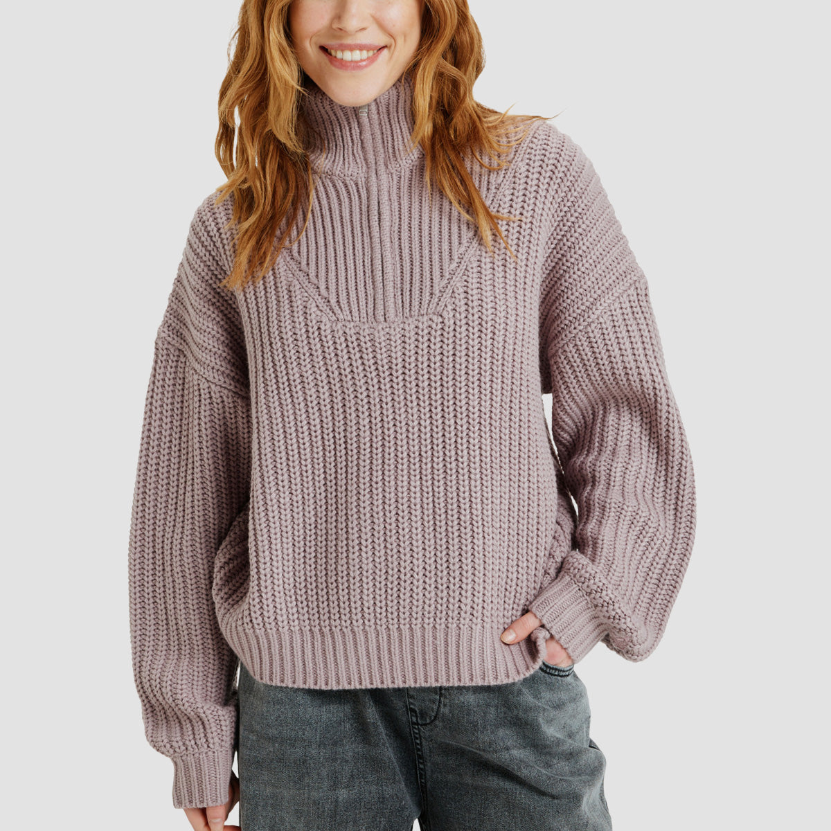 Roxy Home Again Half Zip Mock Neck Jumper Nirvana - Womens