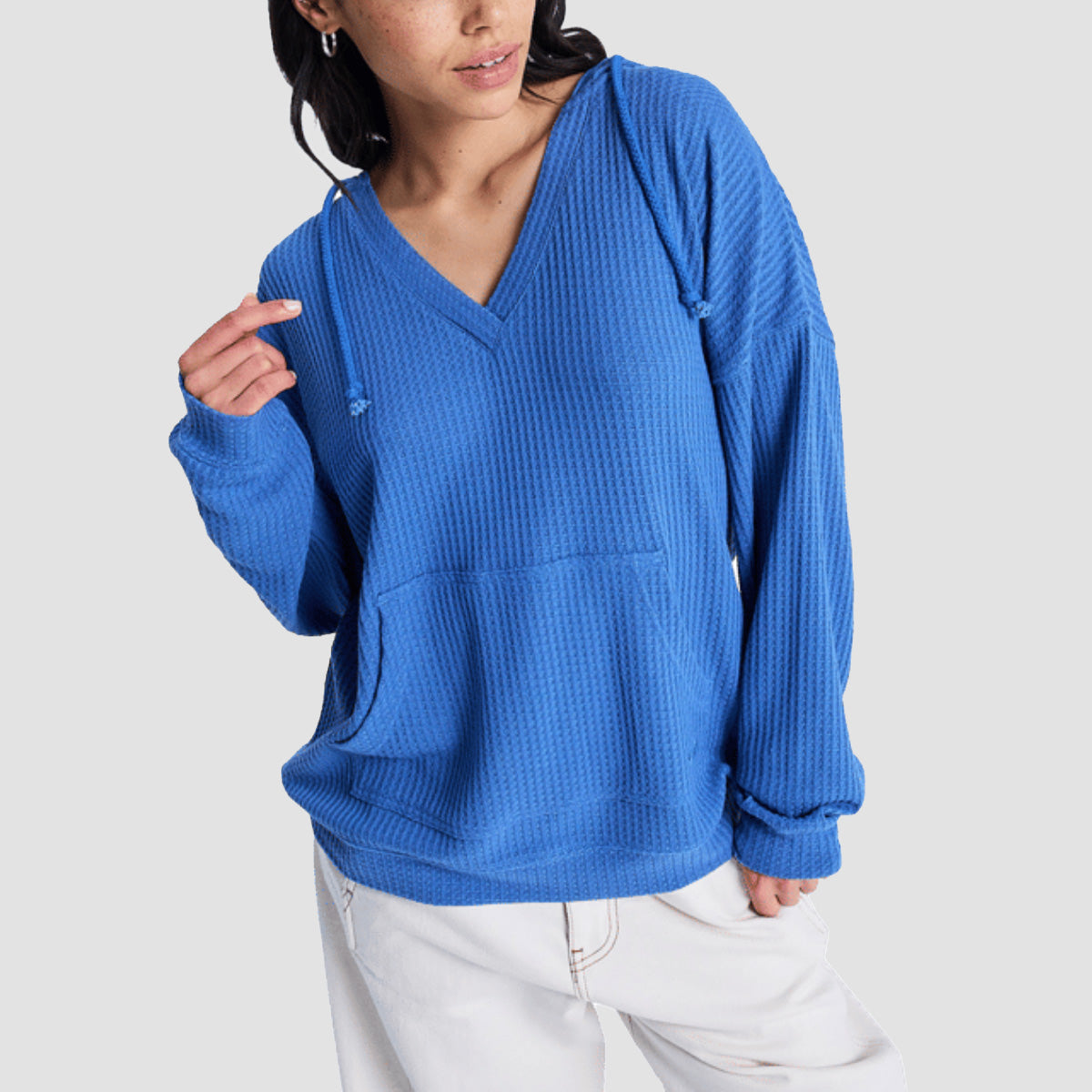 Roxy Ocean Drive Knit Pullover Hoodie Dutch Blue - Womens
