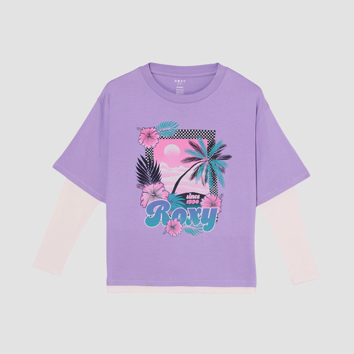 Roxy Rain Falls Oversized Double Sleeve T-Shirt Viola - Girls