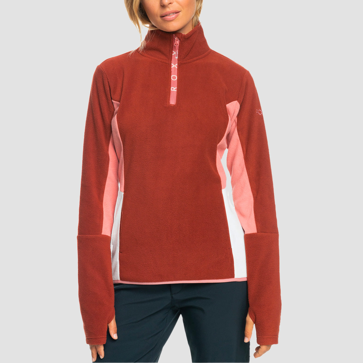 Roxy Sayna Half Zip Technical Fleece Smoked Paprika - Womens