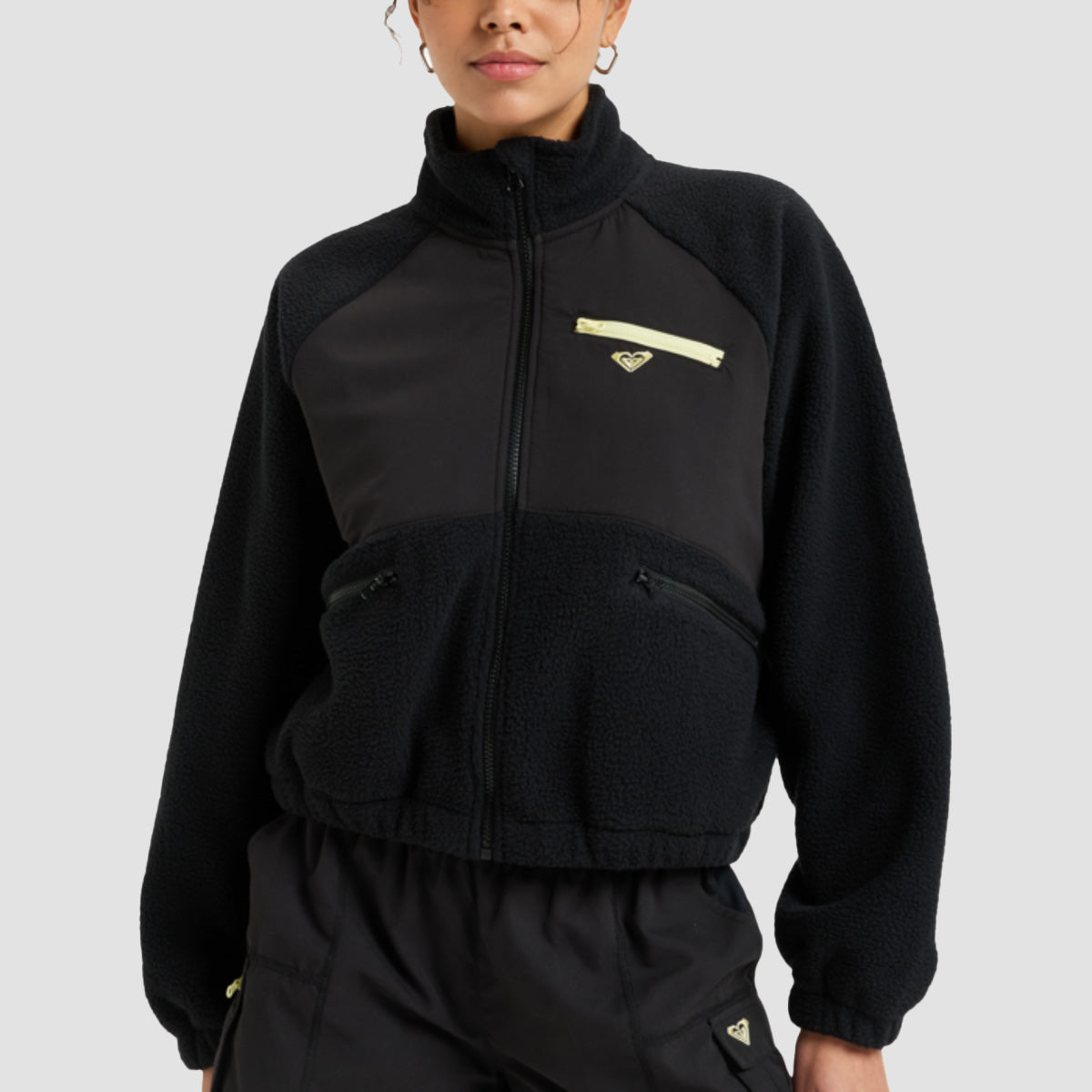 Roxy Waves Of Warmth Explorer Full Zip Fleece Jacket Anthracite - Womens