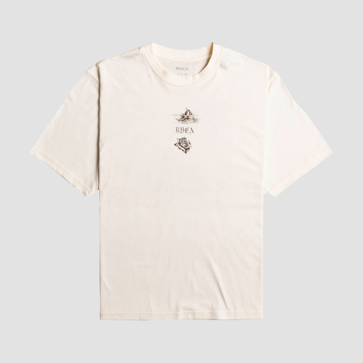 RVCA Benjamin Jean Jean Tiger Beach T-Shirt Vintage White - Womens