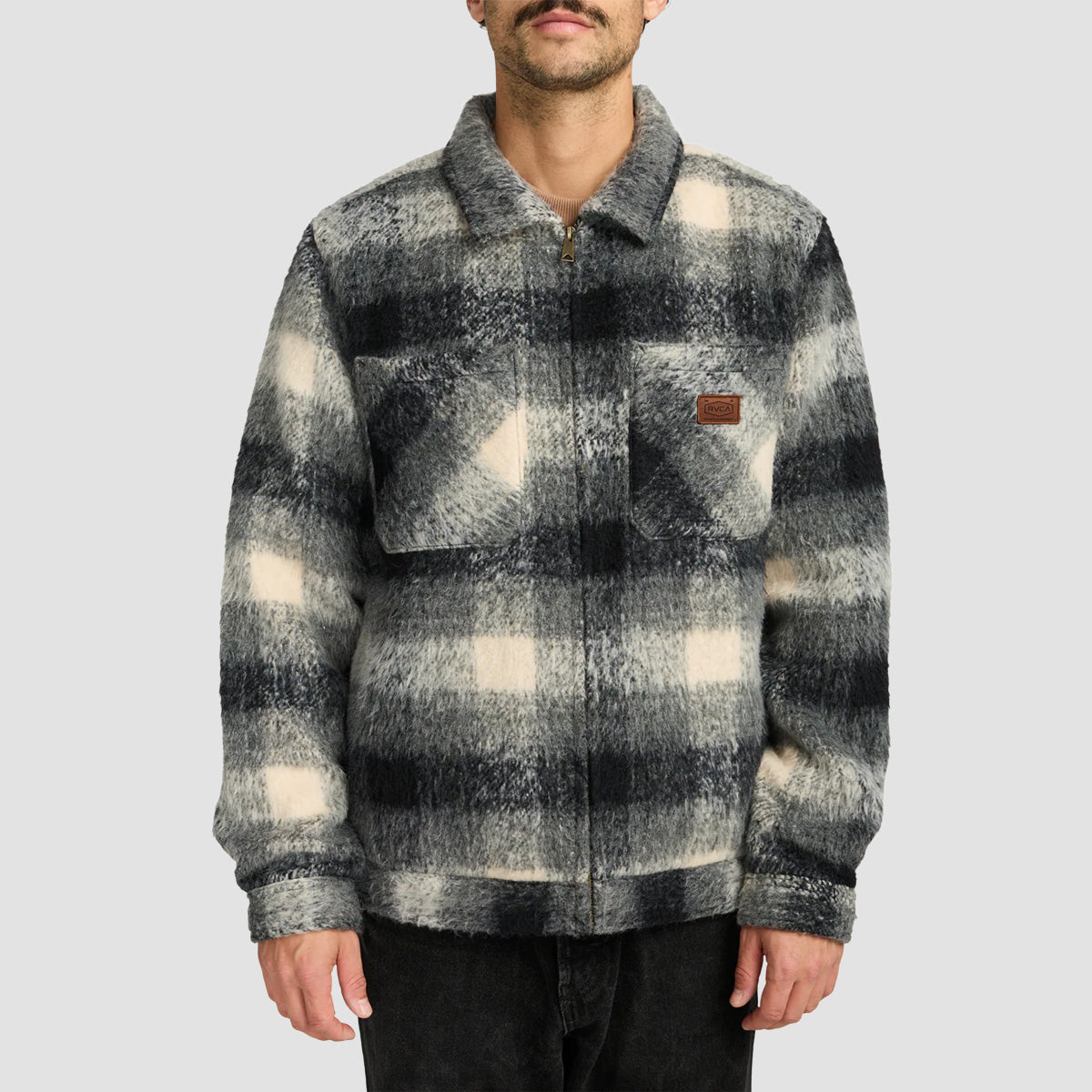RVCA Dayshift Zip Flannel Jacket Black