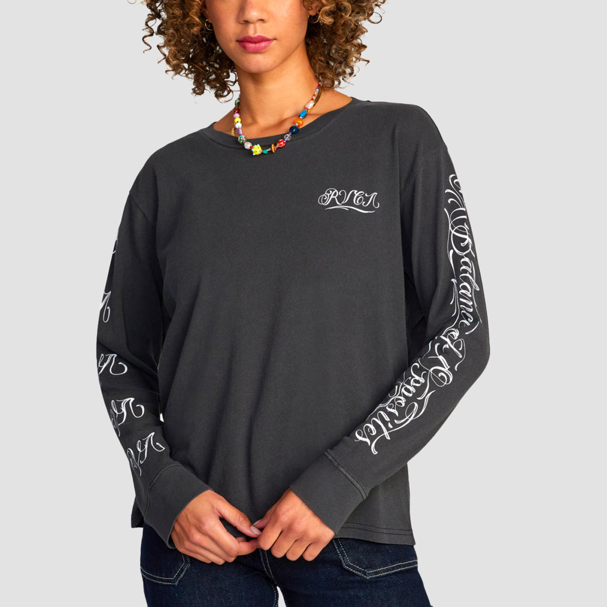 RVCA Mister Cartoon Laugh Now Longsleeve T-Shirt Black - Womens