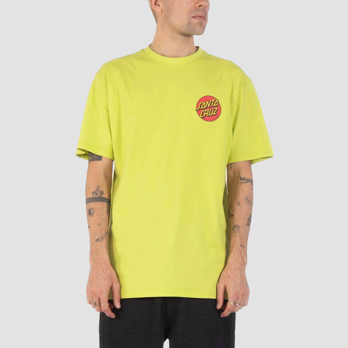 Santa Cruz Classic Dot Chest T-Shirt Green Glow