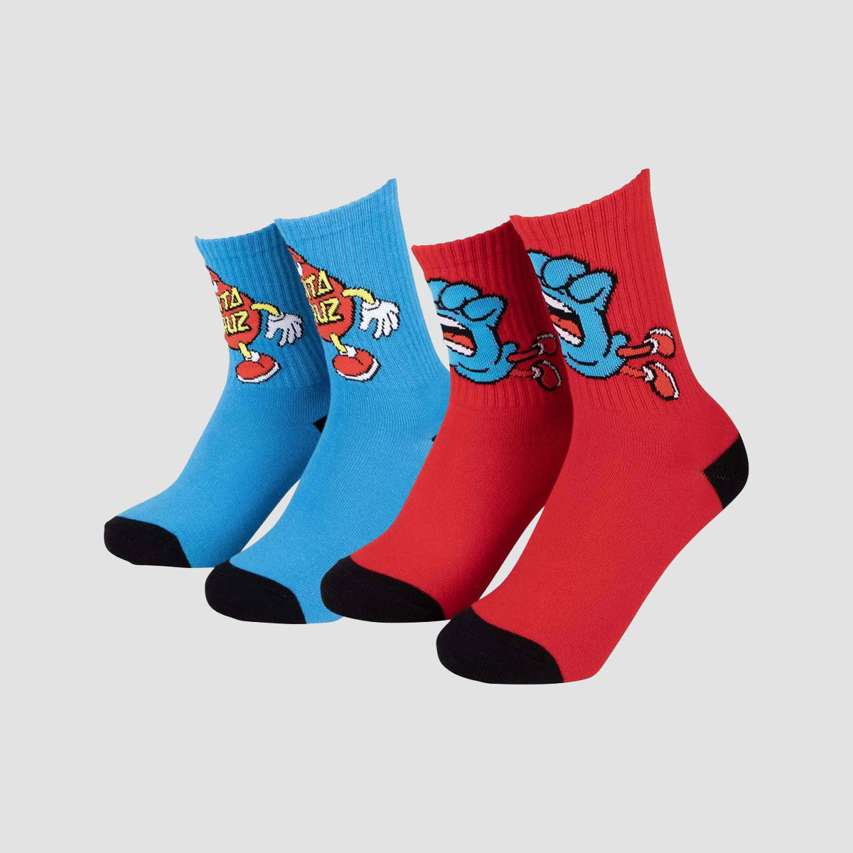 Santa Cruz Dude Socks 2 Pack Dude Blue & Dude Red - Kids