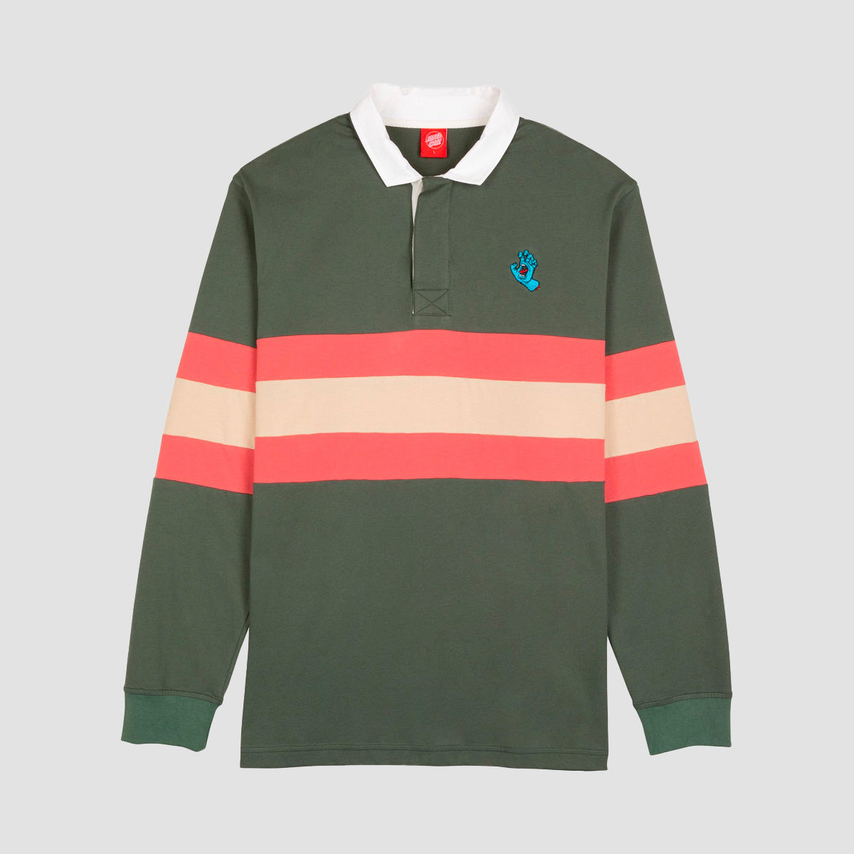 Santa Cruz Mini Hand Stripe Longsleeve Polo Shirt Sage