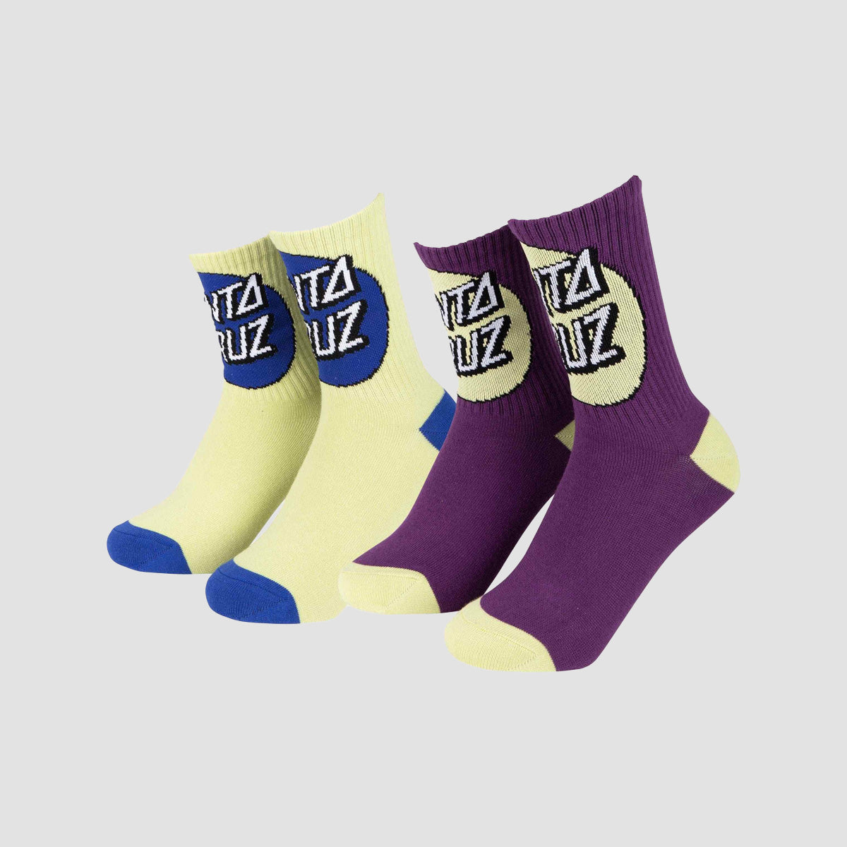 Santa Cruz Oversize Other Dot 2 Socks Pack Green Glow & Fresh Purple - Kids