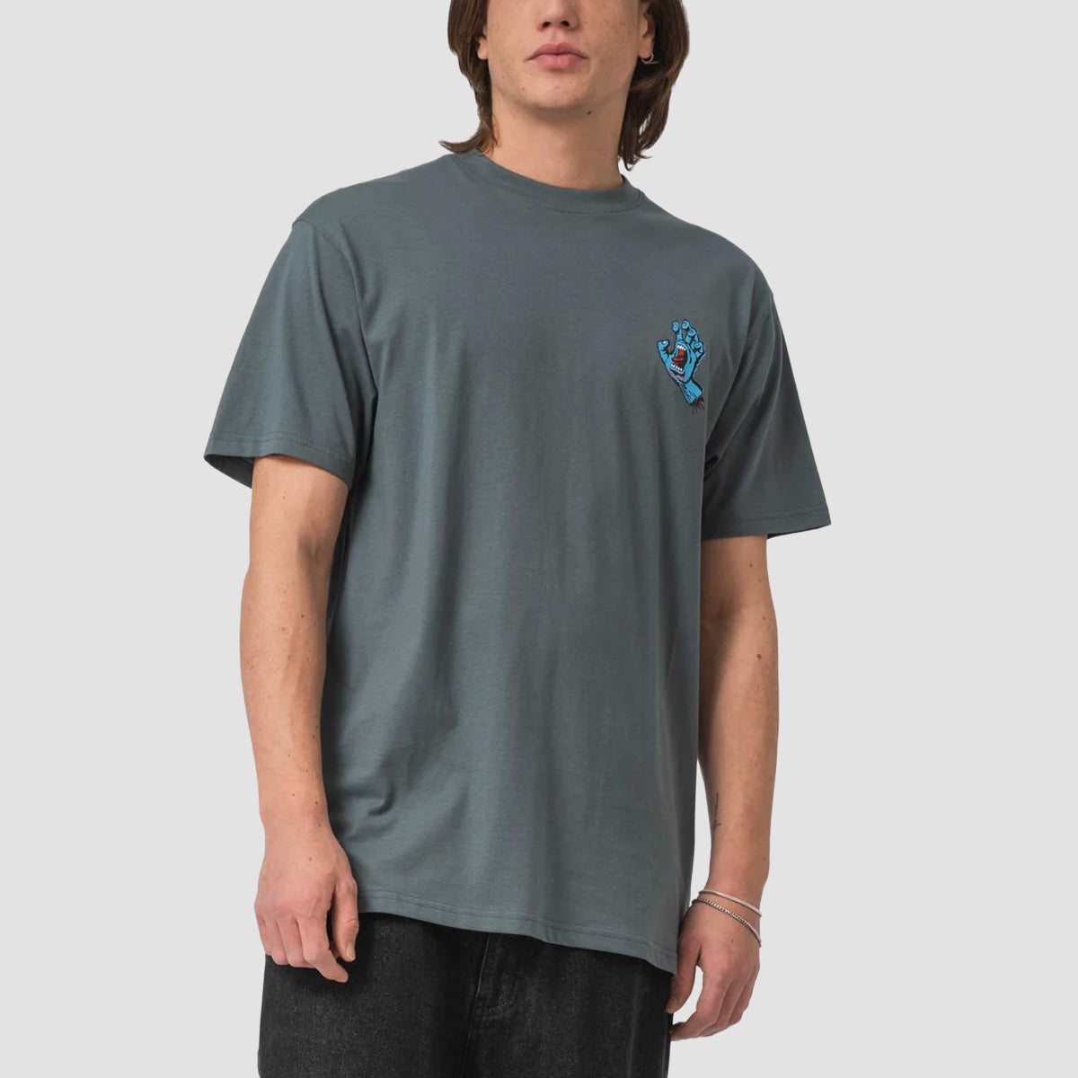 Santa Cruz Screaming Hand Chest T-Shirt Storm Grey