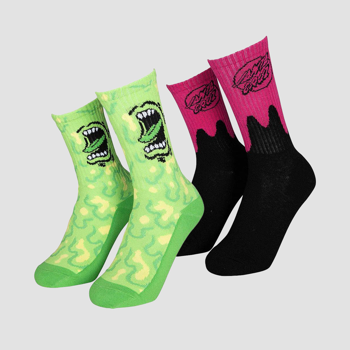 Santa Cruz Slime Socks 2 Pack Green/Pink - Kids
