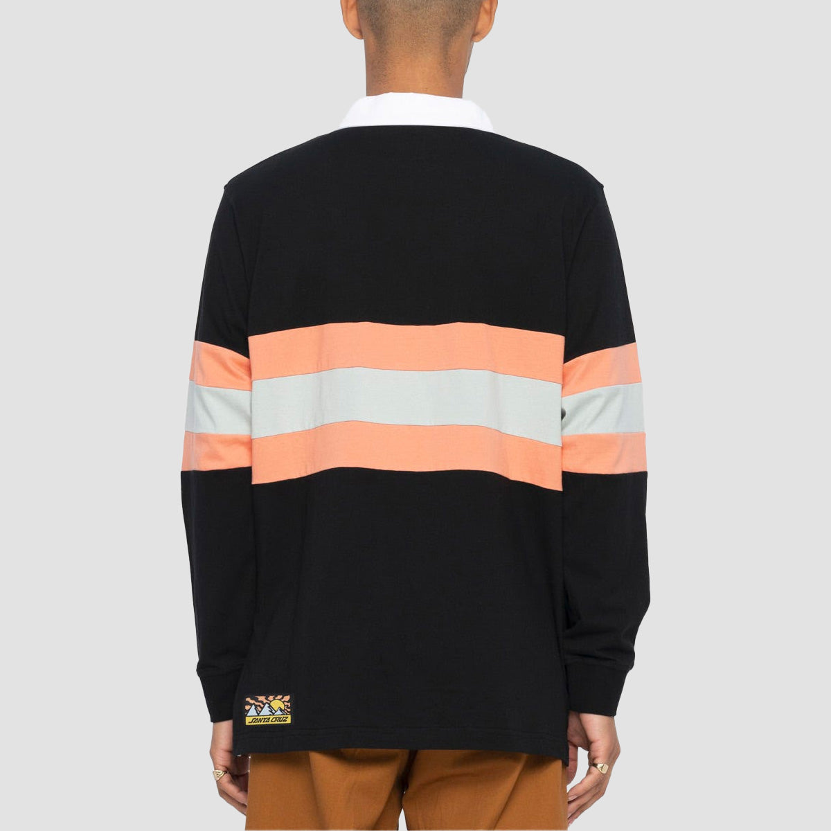 Santa Cruz Vista Strip Longsleeve Polo Shirt Washed Black