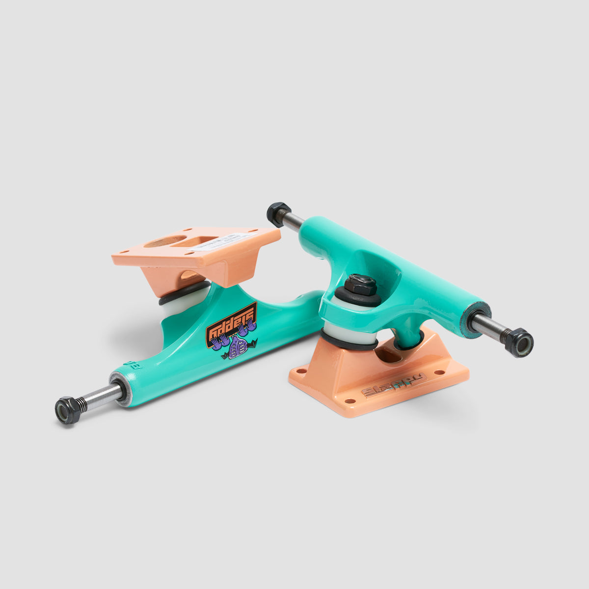Slappy ST1 Curb Creeper Us Skateboard Trucks 1 Pair Teal/Pink - 8"