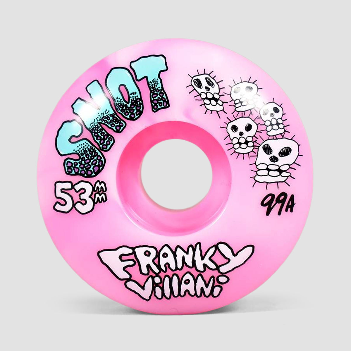 Snot Franky Villani Skulls Classic 99A Skateboard Wheels Pink Swirl 53mm