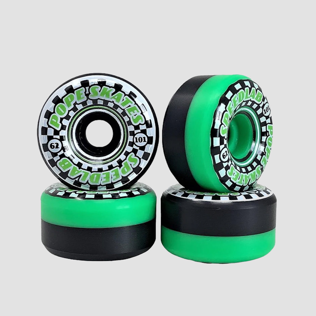 Speedlab Speedsters 101A Skateboard Wheels Green/Black Split 62mm