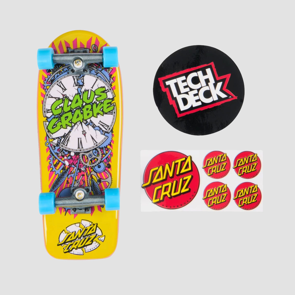 Tech Deck 96mm Shape N'SK8 Fingerboard Santa Cruz Grabke Exploding Clock
