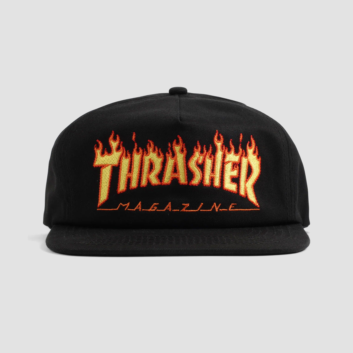 Thrasher Flame Embroidered Snapback Cap Black