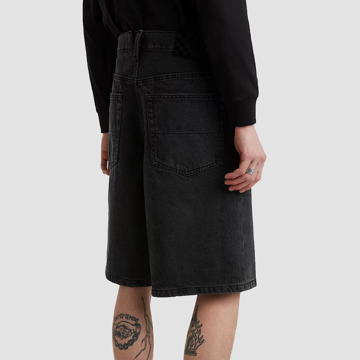 Vans Check-5 Baggy Denim Shorts Washed Black