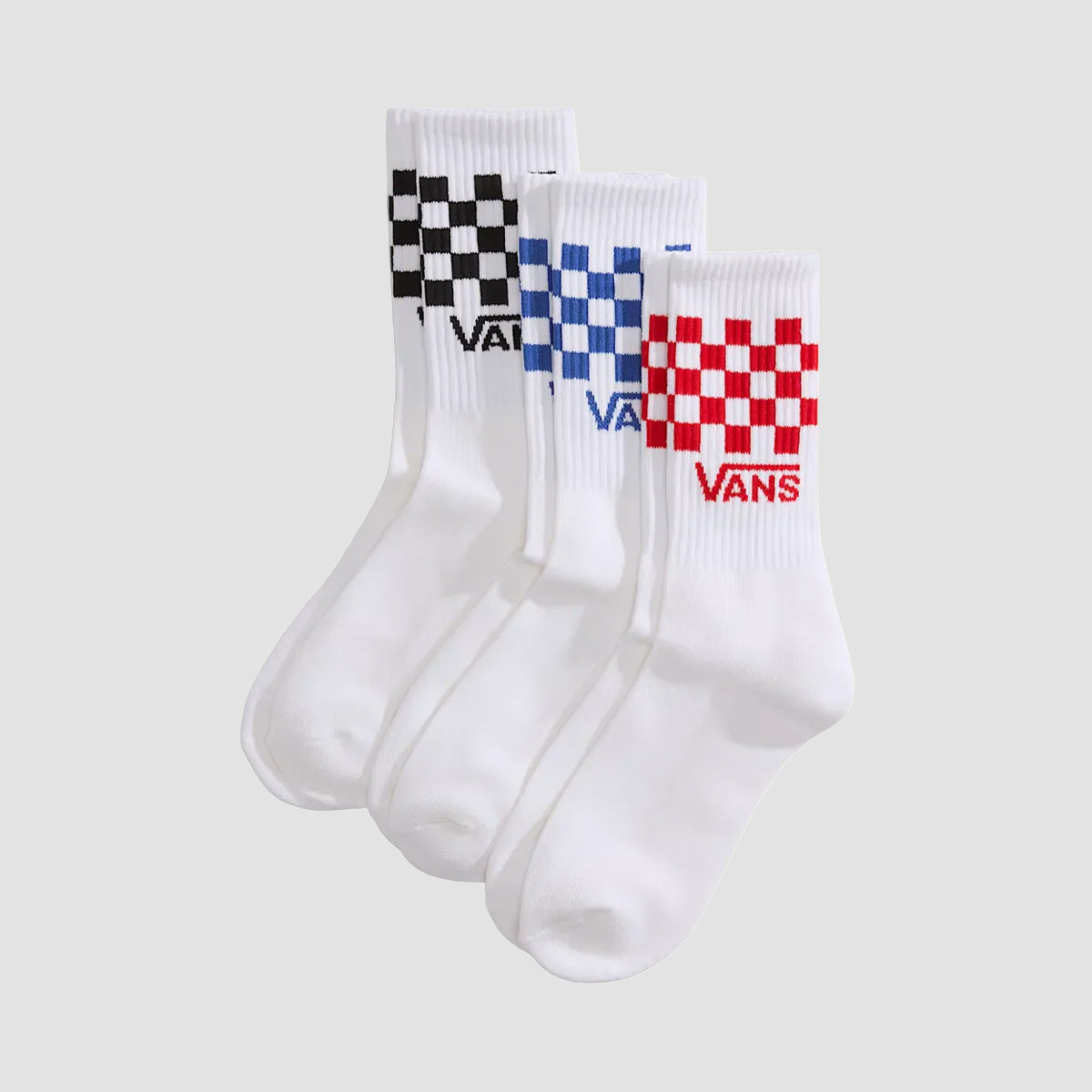 Vans Classic Check Crew Socks 3 Pack Checkerboard White