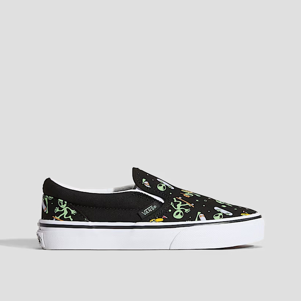 Vans Classic Slip-On Shoes - Glow Cosmic Cruisers Black/Green - Kids