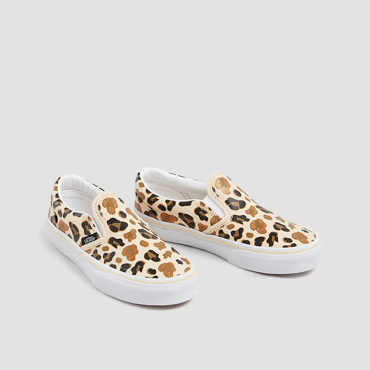 Vans Classic Slip-On Shoes - Leopard Glitter Brown/True White - Kids