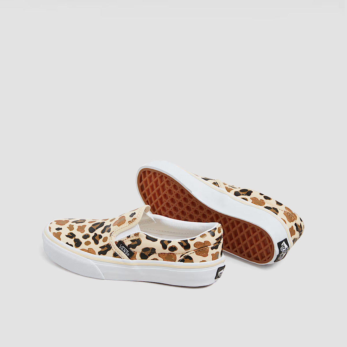 Vans Classic Slip-On Shoes - Leopard Glitter Brown/True White - Kids