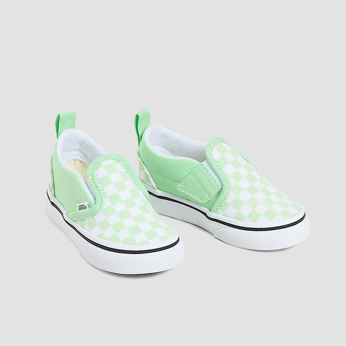 Vans Slip-On V Toddler Shoes - Checkerboard Pistachio Green - Kids