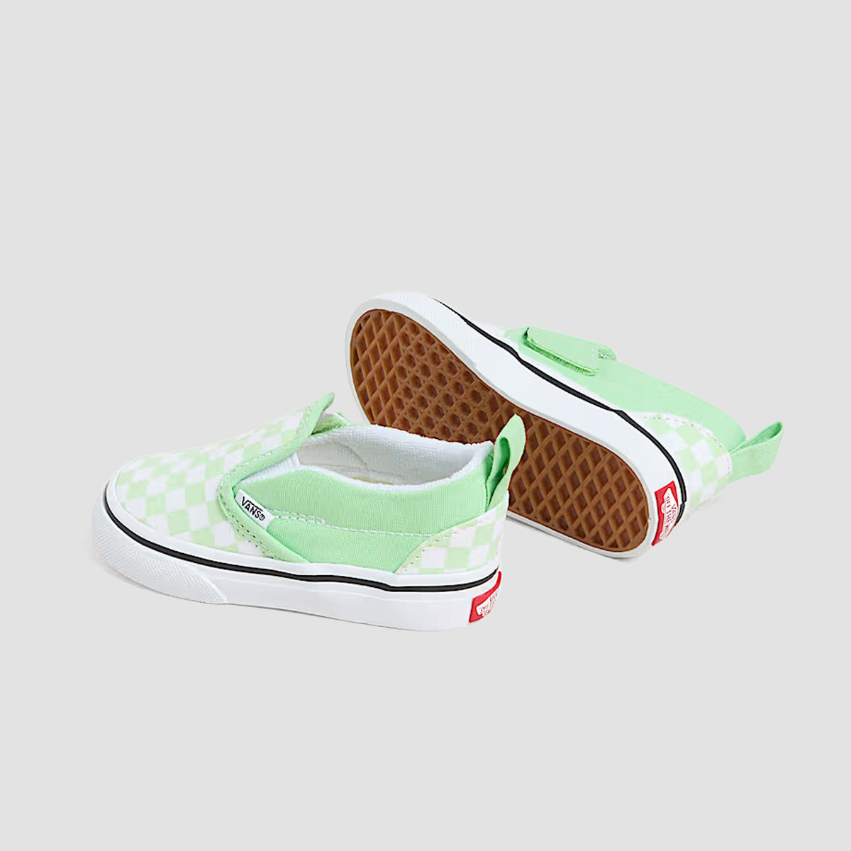 Vans Slip-On V Toddler Shoes - Checkerboard Pistachio Green - Kids