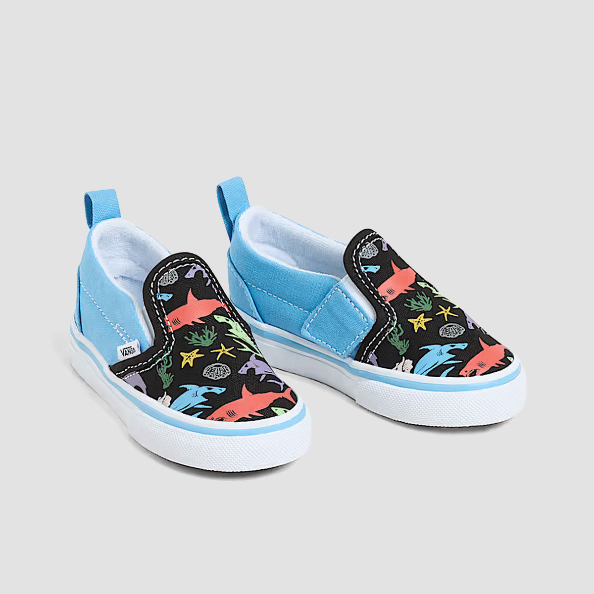 Vans Slip-On V Toddler Shoes - Glow Sharks Blue/Multi - Kids
