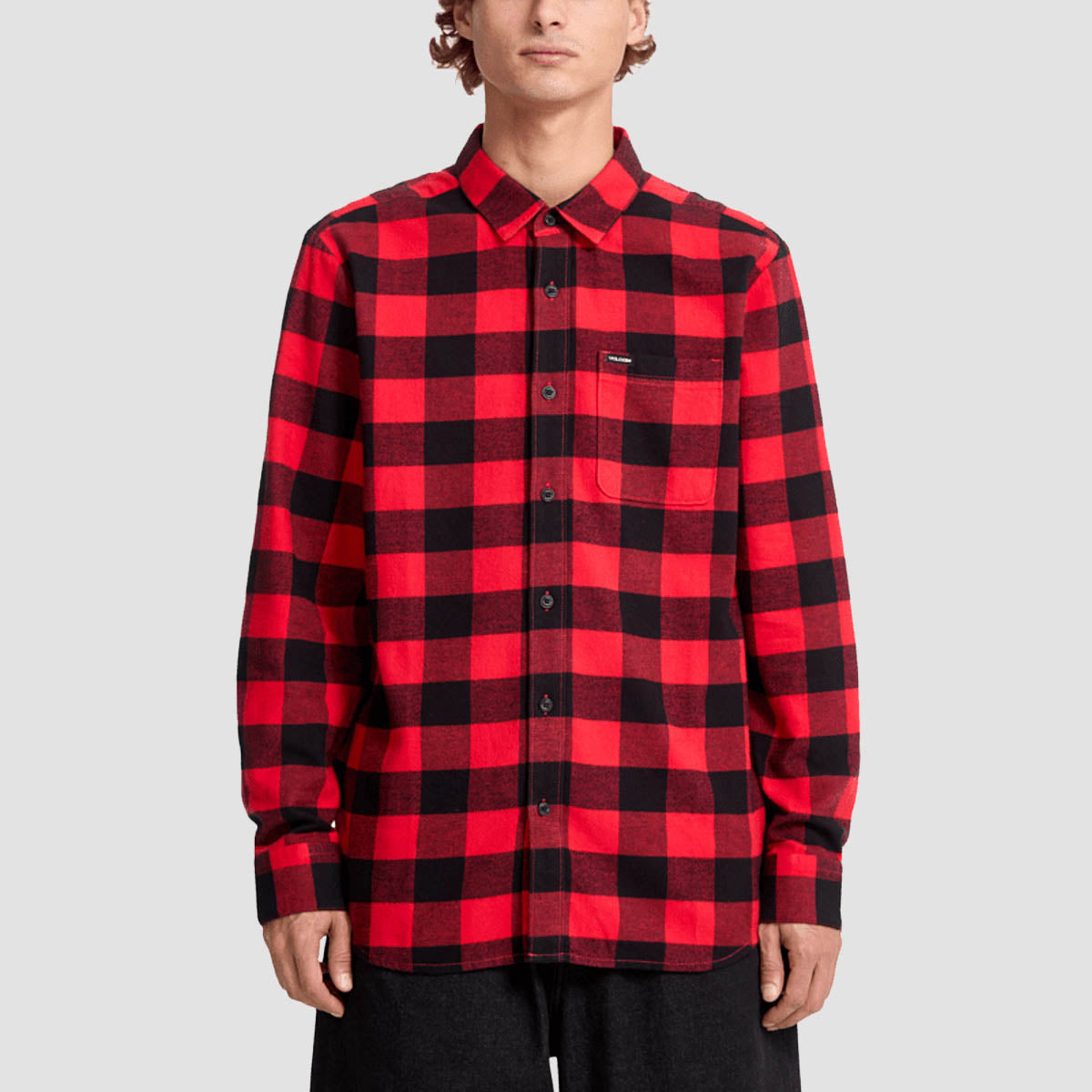 Volcom Caden Plaid Longsleeve Shirt Lifeguard Red