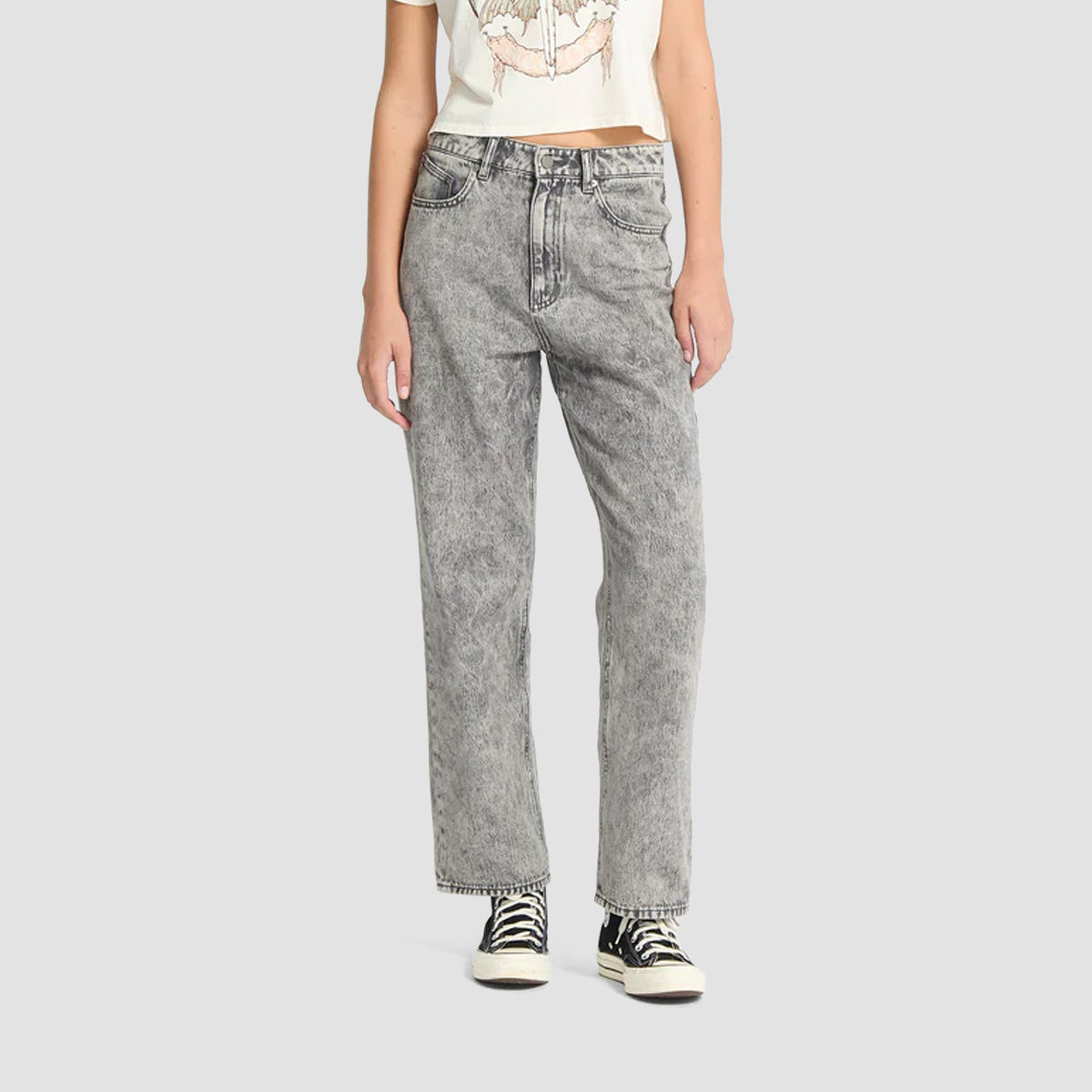 Volcom Daddio Relaxed Fit Jeans Grey Vintage - Womens