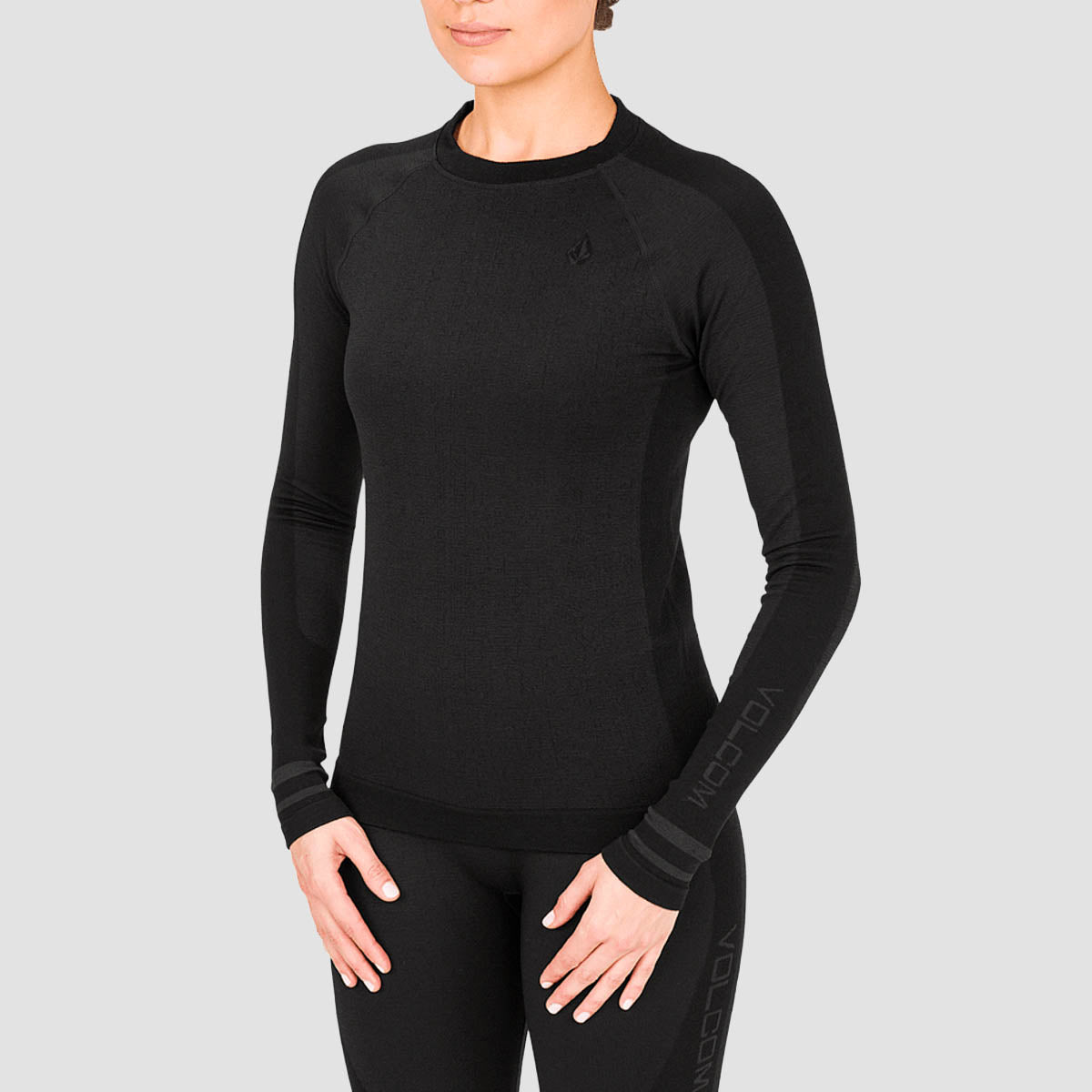 Volcom Engineered Base Layer Longsleeve Crew T-Shirt Black - Womens
