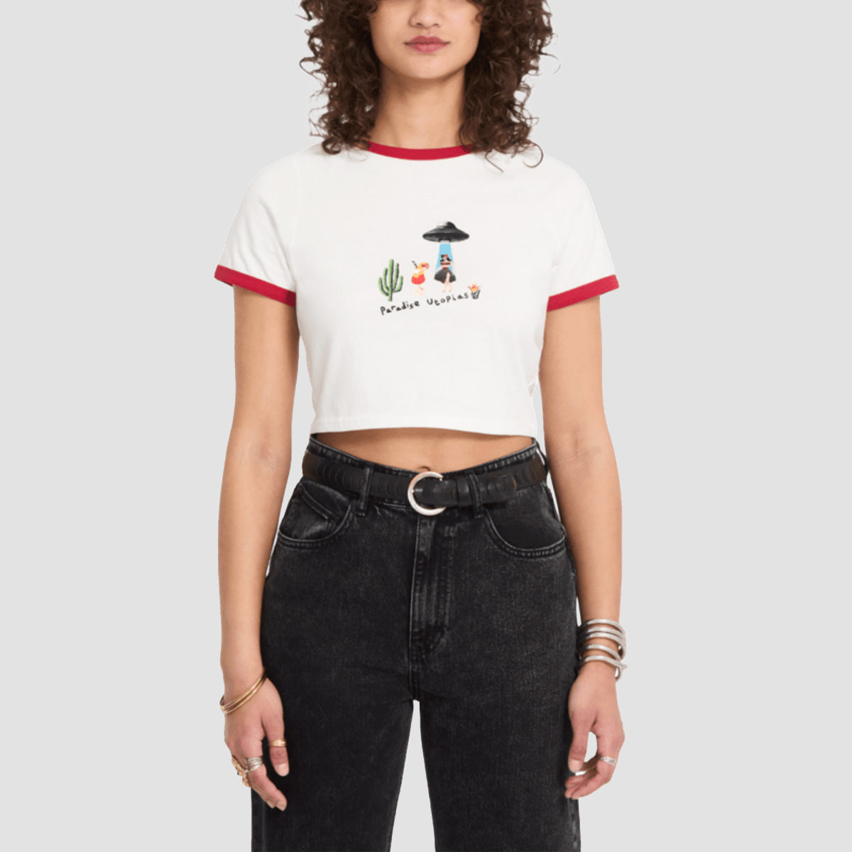 Volcom FA Mickey Mason Crop T-Shirt Off White - Womens